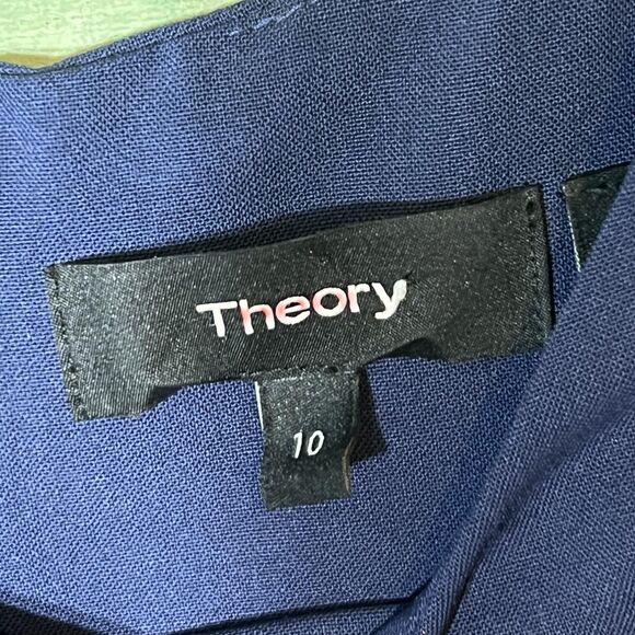 Theory Dress Womens 10 Blue Sleeveless Sheath E Gano Wool Blend Office Career - Picture 4 of 11